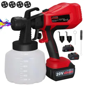 Kouse 764409492162 Cordless Electric Paint Sprayer 20v Battery Spray Painter With 1200ml