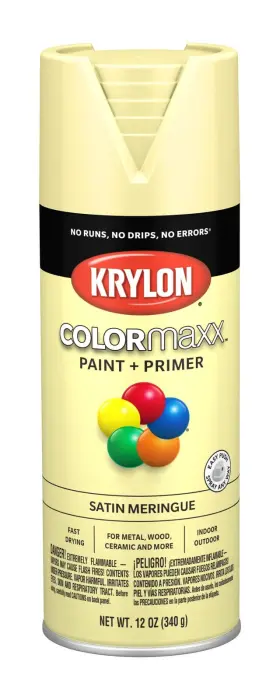 B07lfrw1x5 Krylon K05570007 Colormaxx Spray Paint And Primer Satin Meringue Yellow 12 Oz