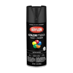 B07lfwtsp3 Krylon K05557007 Colormaxx Spray Paint And Primer Satin Black 12oz Indoor/outdoor