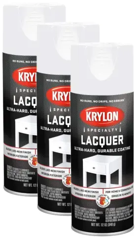 B0cfkjbwyp Krylon K07031777 Gloss White Lacquer Spray 12oz 3-pack Fast Dry