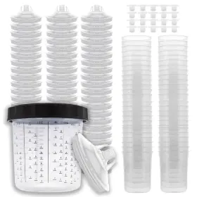 25984 Lauco Disposable Paint Spray Gun Cups Liners And Lid System 50 Cup