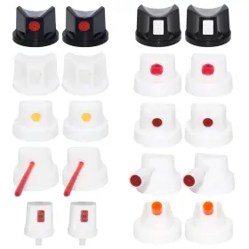 Liborax 006 20pcs Spray Paint Caps And Nozzles Kit Adapter Set For Small Black White