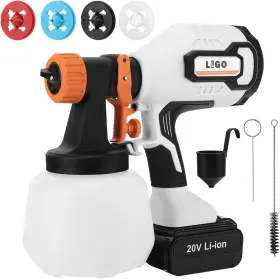 Ligo 717325025655 Cordless Paint Sprayer 20v Battery Powered Hvlp Spray Gun Kit With 4.0ah B