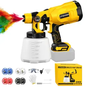1000w Litekon 720141066474 Cordless Paint Sprayer Compatible With - 20v Max Battery H