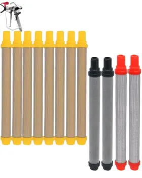 Luckxuanyuan 581602 12-pack Push-on Airless Spray Gun Filter Set Includes 8 100 Mesh Yellow