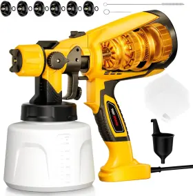 1000w Luderignite 768913756093 Paint Sprayer For House Painting Hvlp Spray Gun With 6 Brass Nozzles And Vis