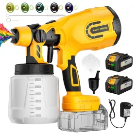 Lyh-pqq04-yellow Luderignite Cordless Paint Sprayer With 2 Batteries 650w Hvlp 21v Battery Powe... Fast Ship
