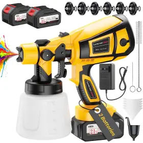Pqq01-0114 Luderignite Cordless Paint Sprayer With 2 Batteries 650w Hvlp 21v Battery Powered Handheld