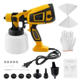 Bg1m0s Maxpeedingrods 200w Hvlp Spray Gun Electric Paint Sprayer 5 Nozzles For Dewalt 20v Battery