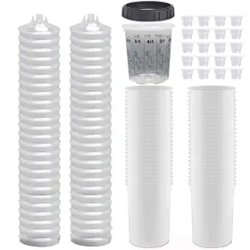 Mdh ‎ Paint Disposable Paint Spary Gun Cup Set With 50 Cups And Lids System/ 20 Plugs/1
