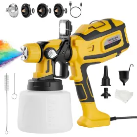 Ps-1000w-yel Mechloom 1000w Paint Sprayer Electric Hvlp Spray Gun With 3 Brass Nozzles Dust Blowing