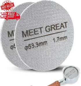 Meet Great 445010337396 2 Packs 53.3mm Stainless Steel Espresso Puck Screen For 54mm Portafilter