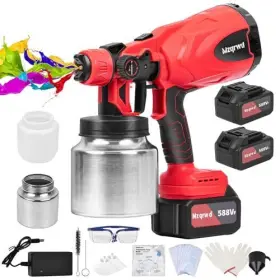 Mzq002 Mzqrwd Cordless Paint Sprayer With 2 2.0ah Batteries 5 Brass Nozzles Electric