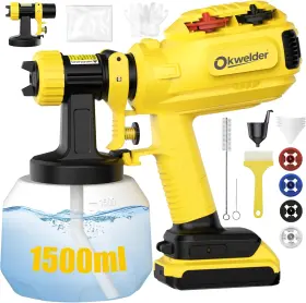 Spd6004 Okwelder Cordless Paint Sprayer For Dw 20v Batteries Electric Spray Gun Yellow