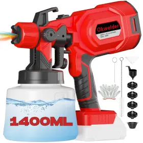 Sprayer-002 Okwelder Cordless Paint Sprayer For Milwaukee 20v Battery Spray Gun With 1400ml