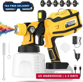 700w Pemmkore 768913756284 Paint Sprayer Cordless Electric Spray Gun With 1400ml 47oz Containe