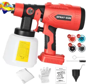 Hp028-us Picvelno Cordless Hvlp Paint Sprayer For V20 Craftsman 20v Battery Tool 200w Red