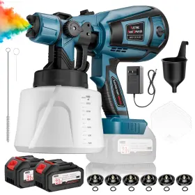 Quadrobost 765452394298 Paint Sprayer 650w Cordless Spray Gun With 2x4.0ah Battery Easy To Cl