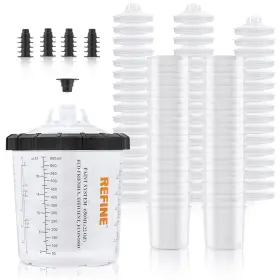 Pj-a01-07a Refine Disposable Paint Sprayer Gun Cups Kit For Hvlp Spray 22.9 Ounce 6