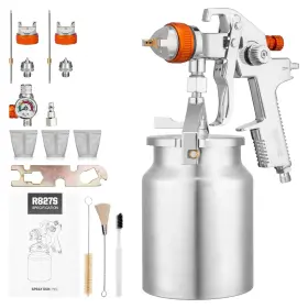 R827s Refine Hvlp Spray Gun Siphon Air Paint Sprayer With 1.7mm 2mm Nozzle Set