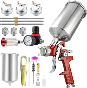 Rrj 445011171197 Hvlp Gravity Feed Spray Paint Gun Sprayer 1.4/1.7/2.5mm Nozzles With