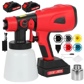 Paint-sprayer-2-b Sawowkuya Cordless Paint Sprayer 850w Hvlp Electric Spray 21v 2x2000mah Batter