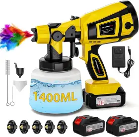 Secoctsr 445026853804 Cordless Paint Sprayer With Battery 2 Of 4000mah 5 Nozzles And 3 Adjustable Spray