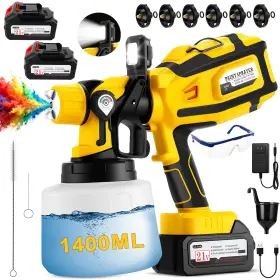 Sprayer-08 Secoctsr Cordless Paint Sprayer With Led Light 2 4000mah 21v Battery 6 Nozzles And 3
