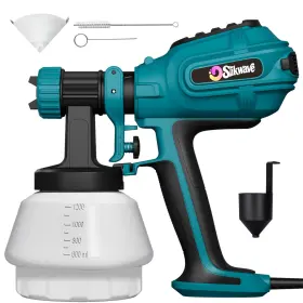 Slikwave 772864443919 Paint Sprayer 850w Hvlp Spray Gun With 1400ml Detachable Container Teal