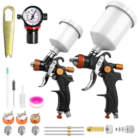 2-spray Srqlntt Srq-007 Hvlp Air Paint Spray Gun Sets 1.0mm 125ml And 1.4/1.7mm 600