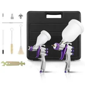 Swl 731052333760 2007kit Hvlp Gravity Feed Air Spray Gun Kit With 1.0mm And 1.4mm Nozzles 125cc