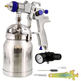 Tcp Global 848849027341 Professional 1.8mm Hvlp Paint Spray - Suction Feed With Air Regulator And Gauge