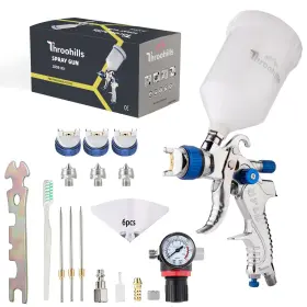 Throohills 708707394667 Professional Hvlp Spray 1.4/1.7/2.0mm Nozzle High Atomization Flow Adj