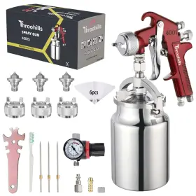 Throohills 708707394698 Siphon Feed Spray Gun Set For Piant With 1.4/1.7/2.0mm Nozzle 1000cc Cup And