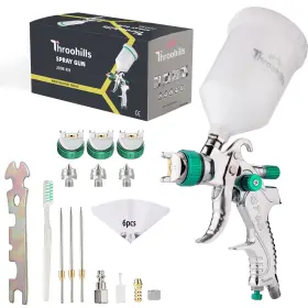 Throohills 799473832743 Professional Hvlp Spray Gun 1.4/1.7/2.0mm Nozzle High Atomization Flow