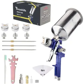 Throohills 799473832750 Professional Hvlp Spray 1.4/1.7/2.0mm Nozzle High Atomization Flow Adj
