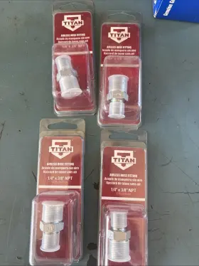 0550064 Titan 550064a 1/4 Inch X 3/8 Npt Male Hose To Connector Fitting #0550064. Lot Of 4