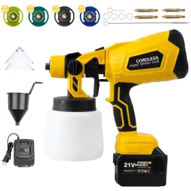 Tulywood 768771972192 Cordless Paint Sprayer With Battery Hvlp Spray Gun 1 Fast Charger