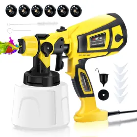 Uinclu 752815254467 Paint Sprayer 750w Spray Gun With 1400ml Container 6 Brass Nozzles And 3 Pa