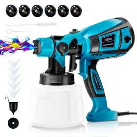 Uinclu 752815254474 Paint Sprayer 750w Electric Spray Gun With 1400ml Container 6 Nozzles And 3 Pat