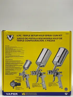 Ud2097340 Vaper 19220 New Open Box 4pc Triple Setup Hvlp Spray Gun Kit