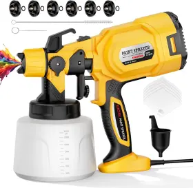 1000w Vavcuraa 765452392546 Paint Sprayer Spray Gun With 6 Brass Nozzles Even Coating And No Dri