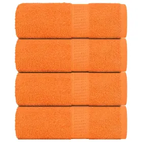 Vidaxl 721012145382 Orange Cotton Soap Towel Set Of 4 Soft Absorbent Washcloths 11.8in X