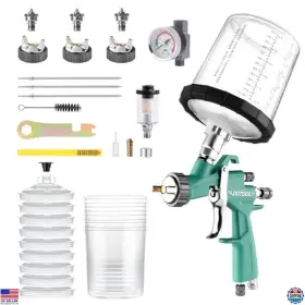 Dtq8020 Visit The Dotool Store Lvlp R500 Air Spray Gun Set - 1.3/1.5/1.7mm Nozzles And Regulator For Auto Use