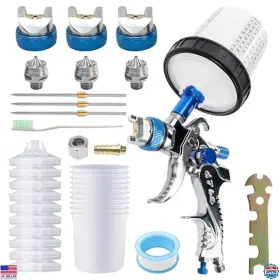 Pr23554 Visit The Imeshbean Store Hvlp Air Spray Gun With 1.4/1.7/2mm Copper Nozzles And 600cc Mixing Cup