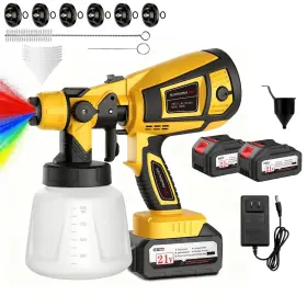 Vs-ps21v Voysili Cordless Paint Sprayer Electric Spray Gun With 2 X 4000mah 21v Battery 6 No