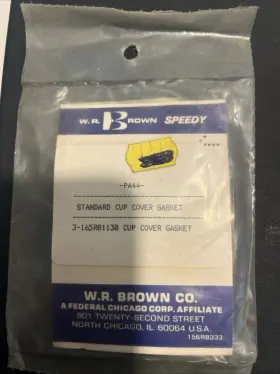 165rb1138 W.r. Brown -speedy 053299006475 Vintage Standard Cup Cover Gaskets Pa44 Pack Of 3