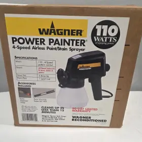 Wagner 024964121700 Power Painter 4 Speed Airless Paint Stain Sprayer 110 Watts