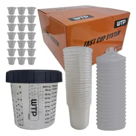 Wtp Tools 850058246055 Disposable Paint Cup System Kit Combo 50 Lids Liners 1 Hard 20
