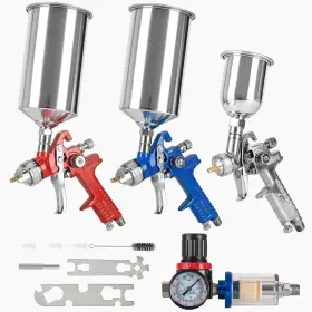 Pqq001 Xdovet Paint Sprayer 3 Pcs Set Hvlp Spray Gun For House Painting Walls Furnitu